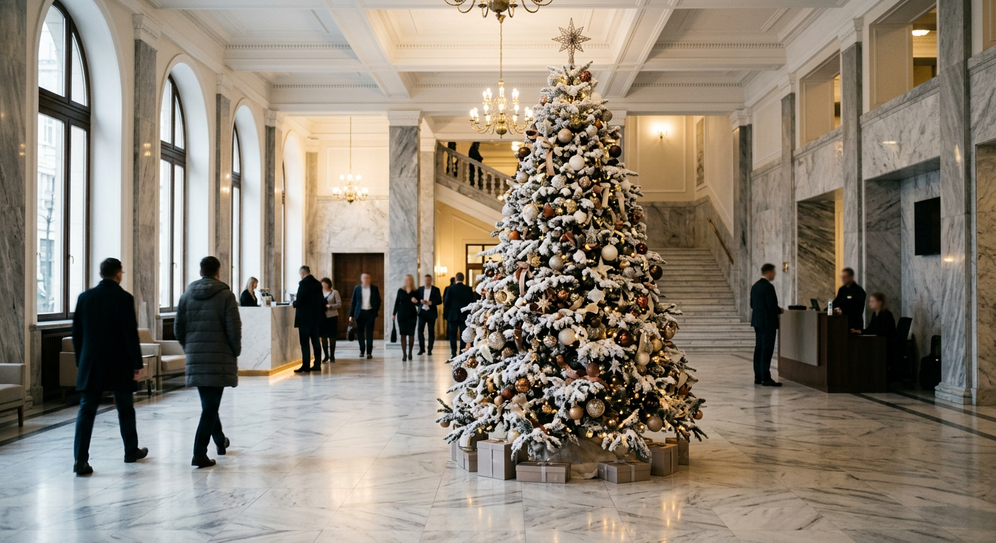 A beautifully decorated Christmas tree stands in a cozy, festive room, adorned with ornaments and lights, ready for the holiday season.