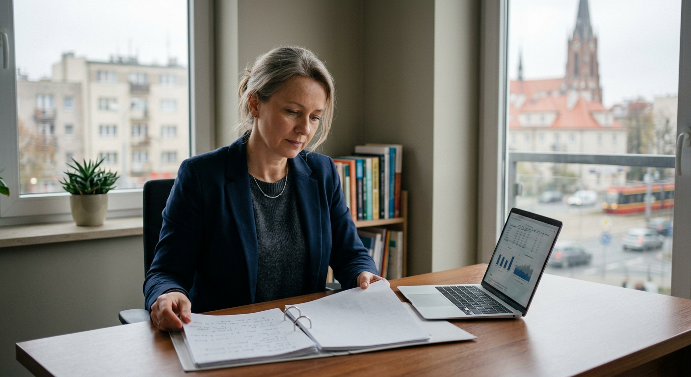 A professional-looking woman with a warm expression is seated in a modern office setting, suggesting a psychologist's consultation.