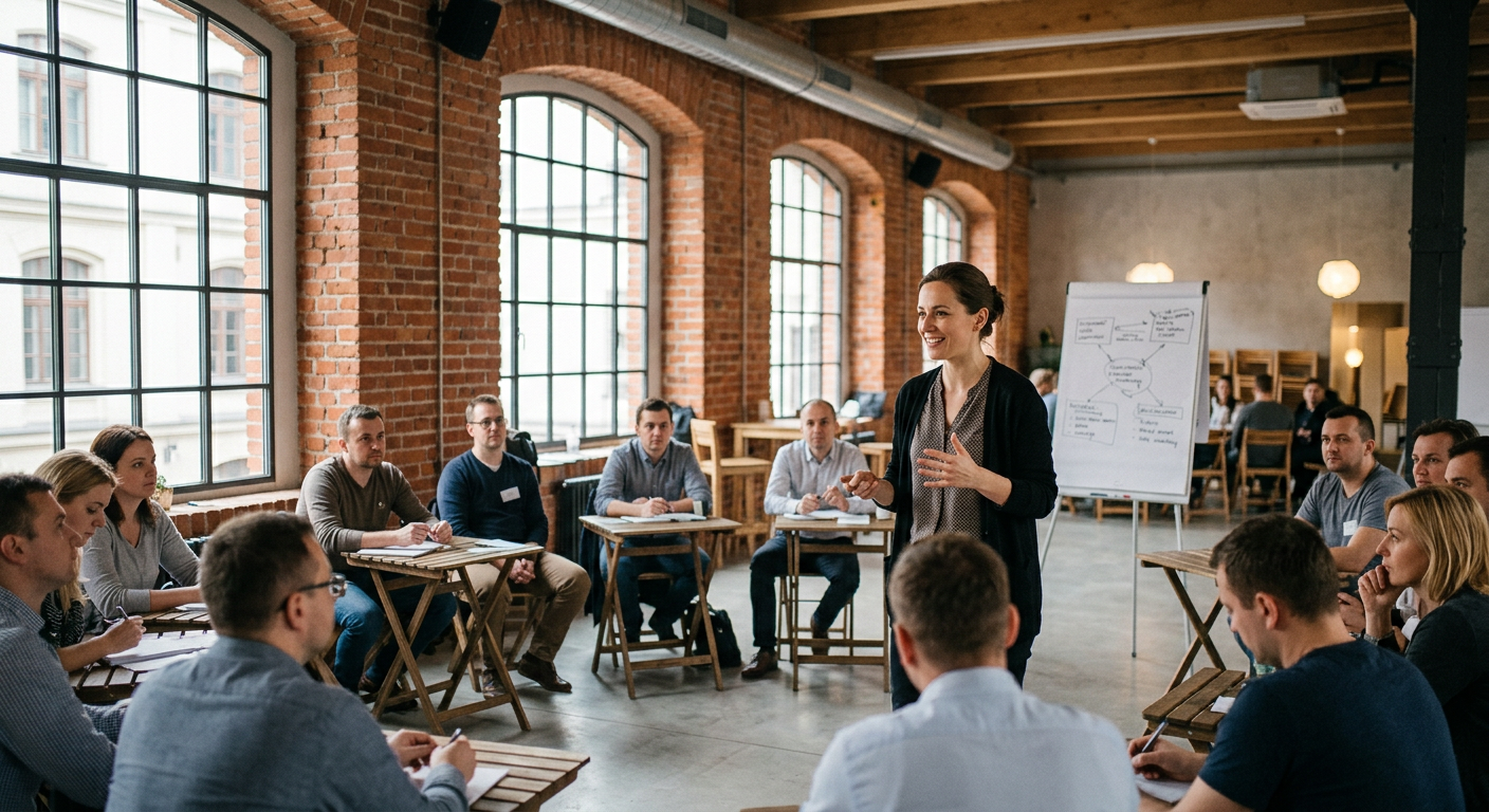 A diverse group of professionals is engaged in a collaborative discussion around a table, suggesting effective communication and leadership.