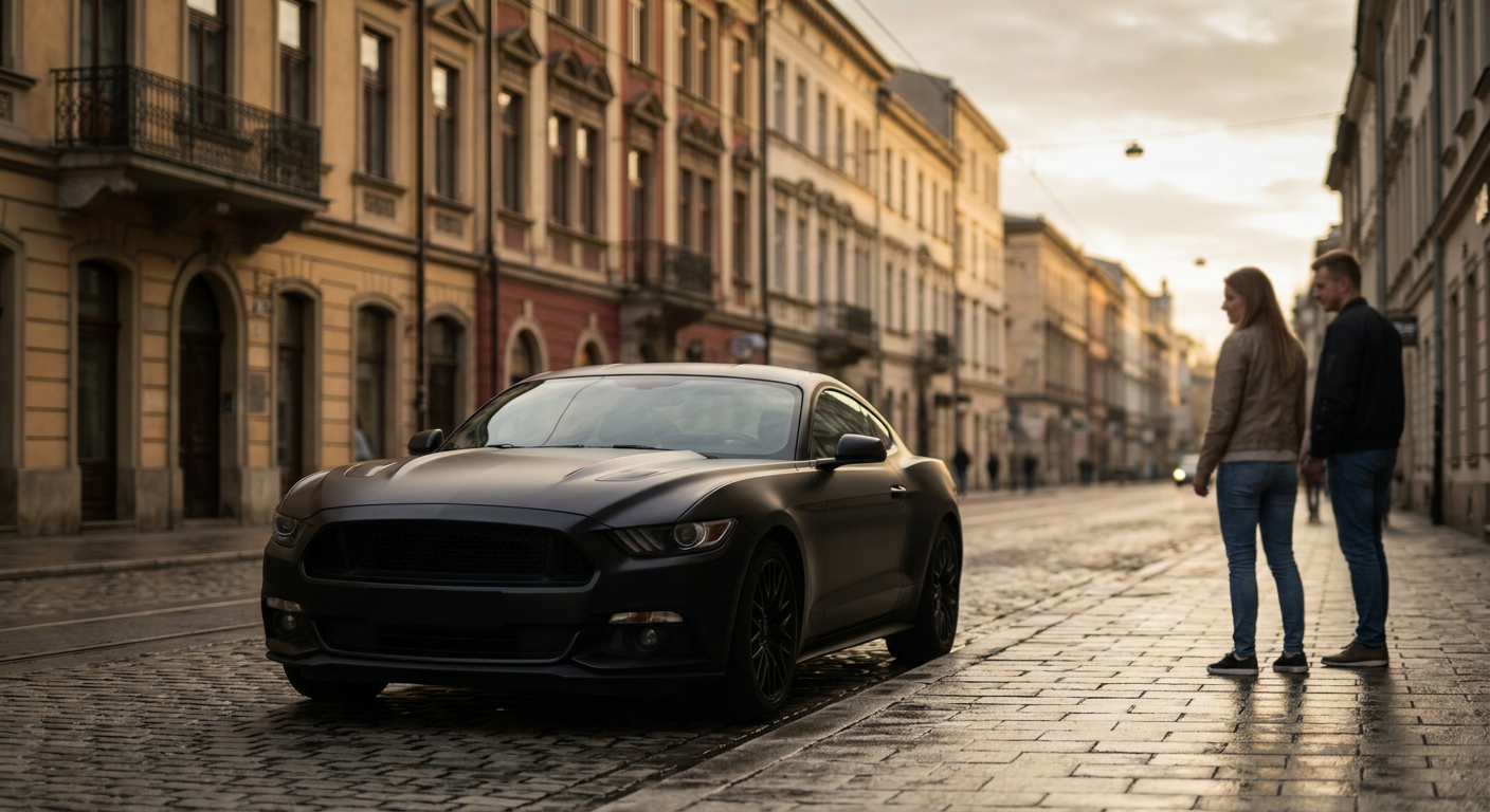 A modern, sleek silver car is parked on a city street with blurred buildings in the background, suggesting urban travel.